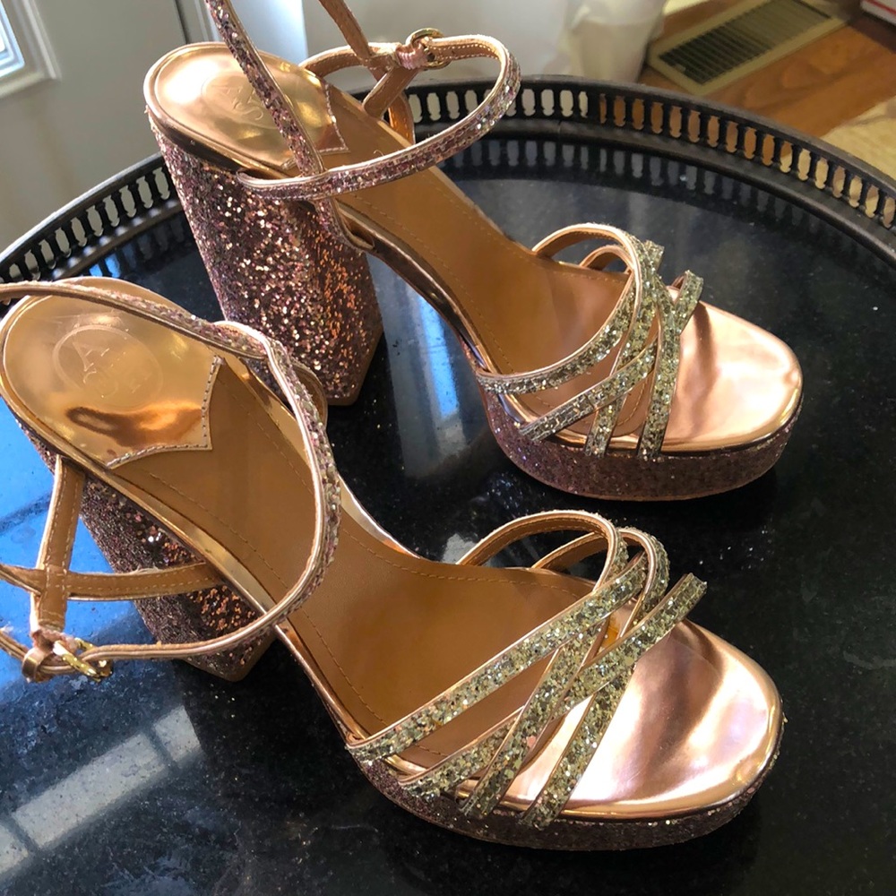 ASH pink copper platform strappy sandals Glitter Size 9 US 40 UK/Eur